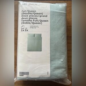 New Ikea Bergpalm Striped Green Duvet Set - Full/Queen Unopened